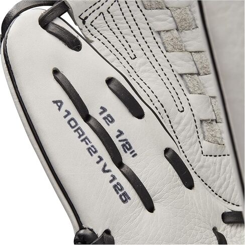قفاز ويلسون 2022 A1000 V125 مقاس 12.5 بوصة Fastpitch Outfield - غطاء لليد اليسرى، أسود/أبيض/ذهبي معدني in Saudi Arabia