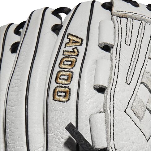 قفاز ويلسون 2022 A1000 V125 مقاس 12.5 بوصة Fastpitch Outfield - غطاء لليد اليسرى، أسود/أبيض/ذهبي معدني in Saudi Arabia