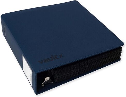 مجلد Vault X Premium Exo-Tec ذو 3 حلقات TCG لـ 9 صفحات بطاقات تداول للجيب - سعة أكثر من 50 صفحة، سهل الفتح و3 حلقات على شكل حرف D لبطاقات صور TCG CCG (كبيرة، زرقاء) in Kuwait