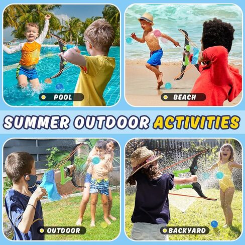 HYES 2 Pack Water Balloon Launcher Slingshot with 24 Reusable Water Balloons, 1 Storage Bag, Water Balloons Quick Fill for Kids Boys Teens Adults, Summer Gift Toys Games for Outdoor Fun in Kuwait