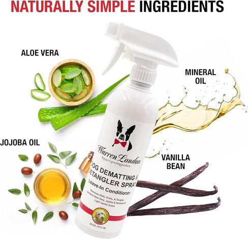 Warren London Dog Dematting and Detangler Spray | Groomer Formulated Detangling Spray for Dogs w Aloe Vera & Jojoba Oil | Made in USA | 16oz in Saudi Arabia
