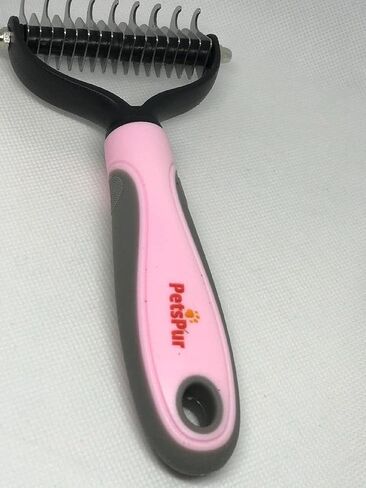 PetsPur, Grooming Deshedding Brush (2 Pack-Pink + Blue) - Double Sided (17 & 9 Teethes) Undercoat Shedding and Dematting Rake Comb Dogs and Cats, Extra Wide. in Saudi Arabia