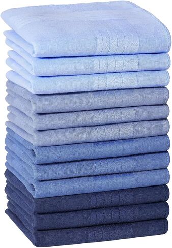 HOULIFE Mens Cotton Handkerchiefs, Blue Handkerchiefs for Men Soft Cotton Hankies in Assorted Colors Gift for Men 8/12PCS in Saudi Arabia