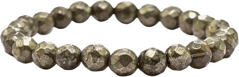 Pyrite Bracelet for Women - Chakra Mens Bracelet Protection Crystals and Healing Stones - Blessing Bracelet Spiritual Meditation Gift Christmas Stocking Stuffers (Faceted Beaded Bracelet) in Saudi Arabia