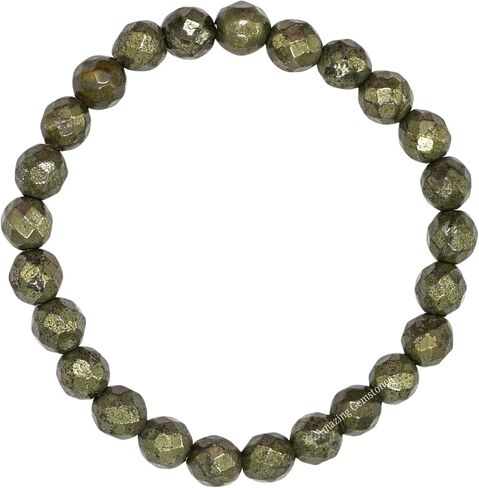 Pyrite Bracelet for Women - Chakra Mens Bracelet Protection Crystals and Healing Stones - Blessing Bracelet Spiritual Meditation Gift Christmas Stocking Stuffers (Faceted Beaded Bracelet) in Saudi Arabia