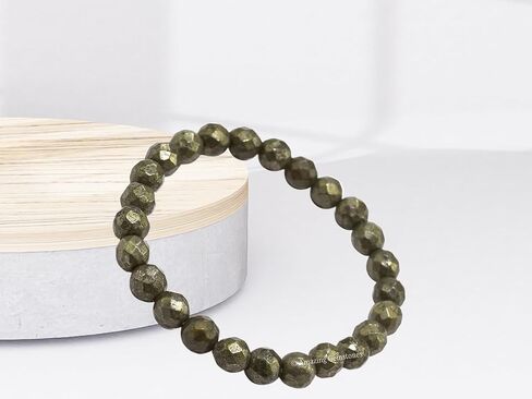 Pyrite Bracelet for Women - Chakra Mens Bracelet Protection Crystals and Healing Stones - Blessing Bracelet Spiritual Meditation Gift Christmas Stocking Stuffers (Faceted Beaded Bracelet) in Saudi Arabia