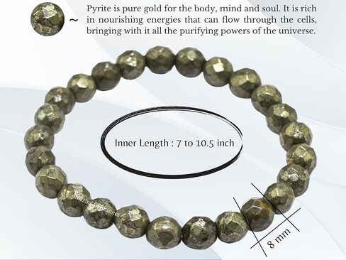 Pyrite Bracelet for Women - Chakra Mens Bracelet Protection Crystals and Healing Stones - Blessing Bracelet Spiritual Meditation Gift Christmas Stocking Stuffers (Faceted Beaded Bracelet) in Saudi Arabia