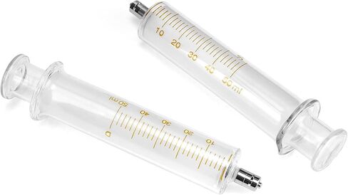 إبرة توزيع من الفولاذ المقاوم للصدأ QWORK وحقنة زجاجية 50 مل مع التخرج، 12 قطعة من 8 جرام إلى 18 جرام موصل لور ذو طرف حاد 1 بوصة إبر حادة 2 حزمة محاقن in Kuwait