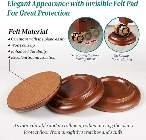 Grand Piano Caster Cups, Piano Casters Floor Protectors Piano Leg Coasters for Grand Piano Hardwood Floors with Nonslip Felts in Saudi Arabia