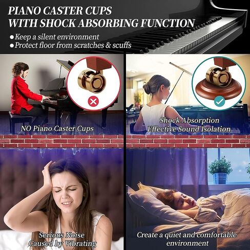 Grand Piano Caster Cups, Piano Casters Floor Protectors Piano Leg Coasters for Grand Piano Hardwood Floors with Nonslip Felts in Saudi Arabia