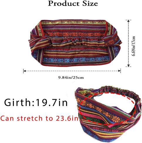عصابات رأس واسعة من CAKURE Boho، أغطية رأس أفريقية، أربطة شعر قابلة للتمدد، عصابات رأس عمامة مخططة للنساء والفتيات، عبوة من 3 قطع (مجموعة 1) in Kuwait