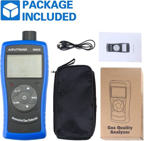 كاشف غاز الأمونيا، شاشة غاز الأمونيا القابلة لإعادة الشحن AP-5800G، شاشة NH3 0 ~ 100 جزء في المليون ودقة 0.1 جزء في المليون مع درجة الحرارة (درجة فهرنهايت/درجة مئوية)، الرطوبة للدواجن والمزرعة والمنزل in Kuwait