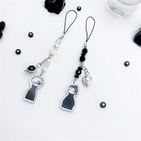2Pack Anime Cell Phone Straps Keychain Gojo Geto Figure Y2k Pendant Phone Chain Beaded Fish Charm Lanyard for Phone Bag Keychain Pendants Decor in Saudi Arabia