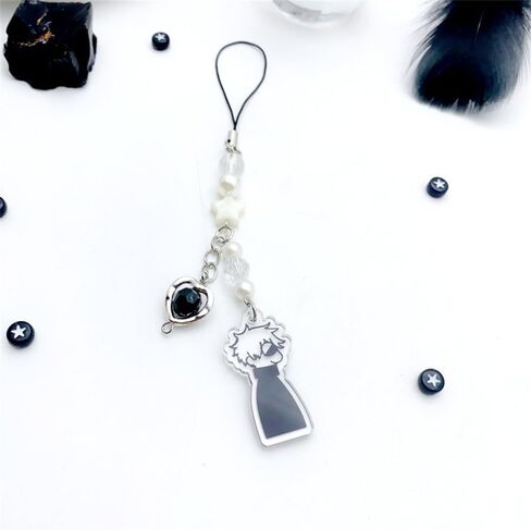 2Pack Anime Cell Phone Straps Keychain Gojo Geto Figure Y2k Pendant Phone Chain Beaded Fish Charm Lanyard for Phone Bag Keychain Pendants Decor in Saudi Arabia
