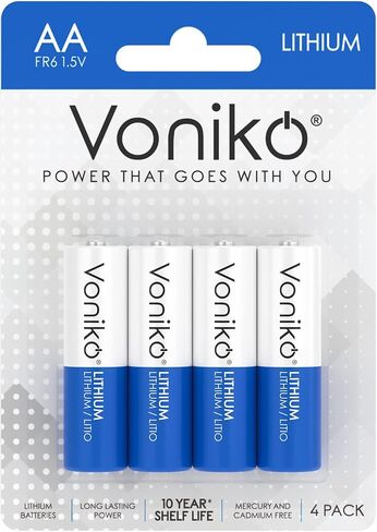 Voniko AA Batteries, 4 Pack 1.5V Lithium AA Batteries—High Performance Double A Long Lasting Battery for Flashlight, Toys, Remote Control, Alarm System (Non-Rechargeable) in Saudi Arabia
