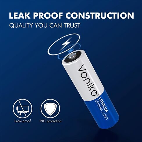 Voniko AA Batteries, 4 Pack 1.5V Lithium AA Batteries—High Performance Double A Long Lasting Battery for Flashlight, Toys, Remote Control, Alarm System (Non-Rechargeable) in Saudi Arabia