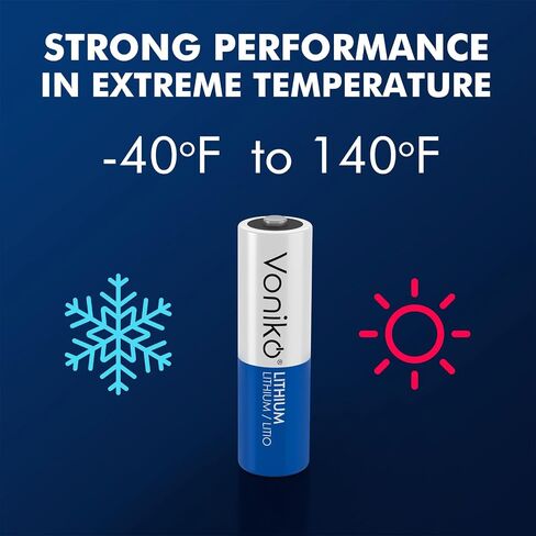 Voniko AA Batteries, 4 Pack 1.5V Lithium AA Batteries—High Performance Double A Long Lasting Battery for Flashlight, Toys, Remote Control, Alarm System (Non-Rechargeable) in Saudi Arabia