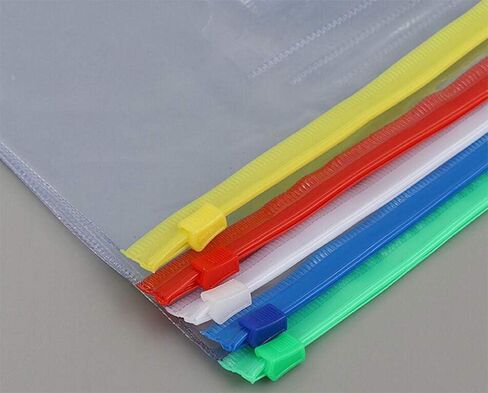 Kissmi 50 Pcs Poly Zip Envelope Document Pouches Zipper File Bag File Folder,A5 Size (5 Color) in Kuwait