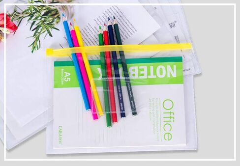 Kissmi 50 Pcs Poly Zip Envelope Document Pouches Zipper File Bag File Folder,A5 Size (5 Color) in Kuwait