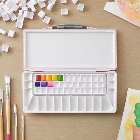 Bright Creations 150 Pieces Empty Watercolor Half Pans for Painting Supplies, White Plastic Pans for Color Mixing Oil Paint or Acrylics (1.8 ml, 0.6 x 0.7 x 0.32 in) in Saudi Arabia