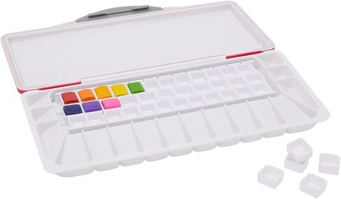 Bright Creations 150 Pieces Empty Watercolor Half Pans for Painting Supplies, White Plastic Pans for Color Mixing Oil Paint or Acrylics (1.8 ml, 0.6 x 0.7 x 0.32 in) in Saudi Arabia