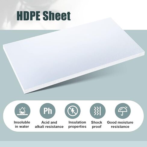Wesiti 1 Piece HDPE Plastic Sheet White High Density Polyethylene Sheet 1" Thick 12" Length 24" Width Thick High Density Plastic Sheets Polyethylene Board for Crafts in Saudi Arabia