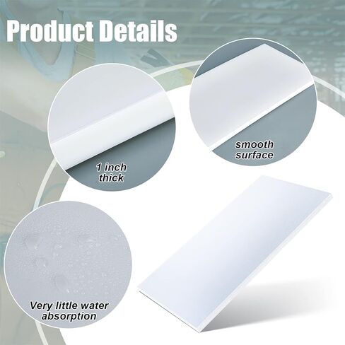 Wesiti 1 Piece HDPE Plastic Sheet White High Density Polyethylene Sheet 1" Thick 12" Length 24" Width Thick High Density Plastic Sheets Polyethylene Board for Crafts in Saudi Arabia