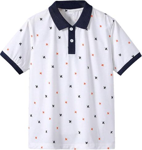 Verdusa Boy's Color Block Collar Button Front Casual Tee Top Shirts in Saudi Arabia