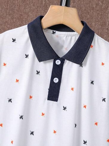 Verdusa Boy's Color Block Collar Button Front Casual Tee Top Shirts in Saudi Arabia