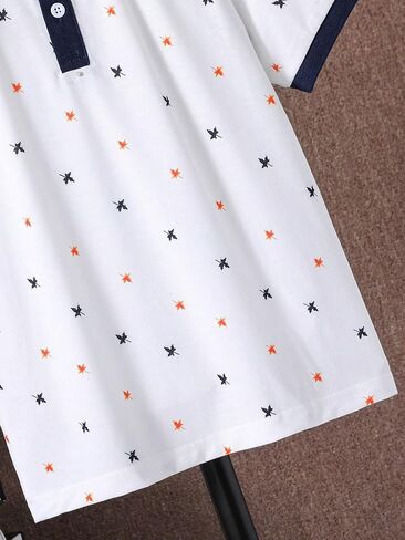 Verdusa Boy's Color Block Collar Button Front Casual Tee Top Shirts in Saudi Arabia