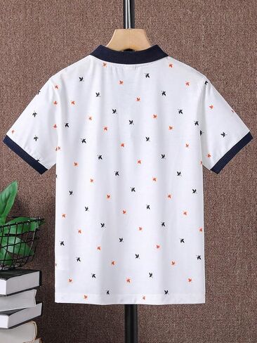 Verdusa Boy's Color Block Collar Button Front Casual Tee Top Shirts in Saudi Arabia