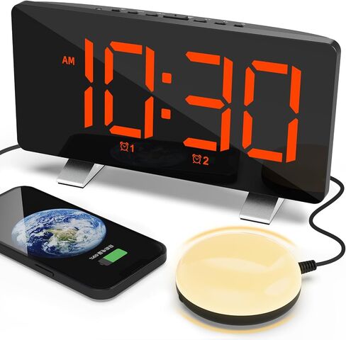 Extra Loud Vibrating Alarm Clock with Bed Shaker, Dual Alarms Digital Clock for Bedroom, Deep Sleepers Adult Hearing impaired Deaf with Nuclear Fire Alarm in Saudi Arabia