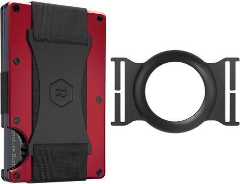 مجموعة Ridge EDC Bundle محفظة بحزام للنقود باللون الأحمر للرجال + مجموعة حافظة Airtag - محفظة آمنة وأنيقة ومحمية بتقنية RFID مع حامل بطاقة هوائية وحزام للنقود in Kuwait