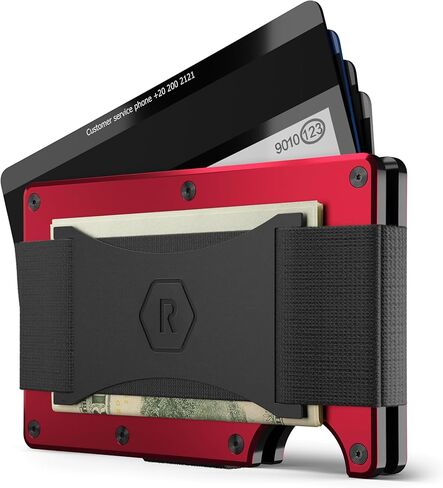 مجموعة Ridge EDC Bundle محفظة بحزام للنقود باللون الأحمر للرجال + مجموعة حافظة Airtag - محفظة آمنة وأنيقة ومحمية بتقنية RFID مع حامل بطاقة هوائية وحزام للنقود in Kuwait