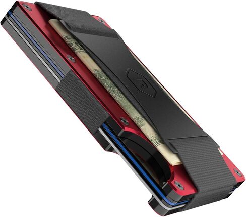 مجموعة Ridge EDC Bundle محفظة بحزام للنقود باللون الأحمر للرجال + مجموعة حافظة Airtag - محفظة آمنة وأنيقة ومحمية بتقنية RFID مع حامل بطاقة هوائية وحزام للنقود in Kuwait