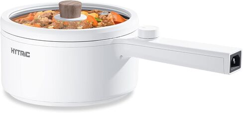 Hytric Electric Hot Pot, 1.5L Portable Nonstick Frying Pan for Sauté, Multifunction Electric Skillet for Stir Fry, Roast, Ramen Cooker with Dual Power Control for Dorm, Electric Saucepan, White in Kuwait