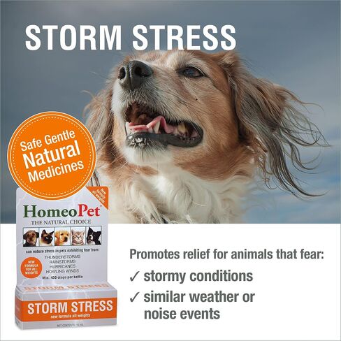 HomeoPet Storm Stress, Storm Anxiety Relief for Dogs, Cats, and Other Small Animals, 15 Milliliters in Saudi Arabia