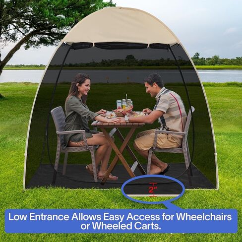Alvantor Screen House Room Pop Up Gazebo Outdoor Camping Canopy Tent Instant Mosquito Tent Portable Patio Tent Sun Shade Shelter Mesh Walls Not Waterproof 10’x 10’Beige in Kuwait