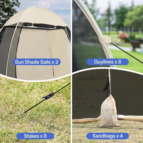 Alvantor Screen House Room Pop Up Gazebo Outdoor Camping Canopy Tent Instant Mosquito Tent Portable Patio Tent Sun Shade Shelter Mesh Walls Not Waterproof 10’x 10’Beige in Kuwait