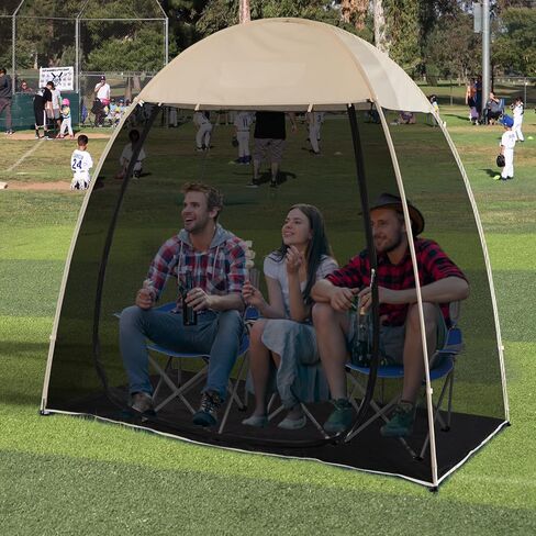 Alvantor Screen House Room Pop Up Gazebo Outdoor Camping Canopy Tent Instant Mosquito Tent Portable Patio Tent Sun Shade Shelter Mesh Walls Not Waterproof 10’x 10’Beige in Kuwait