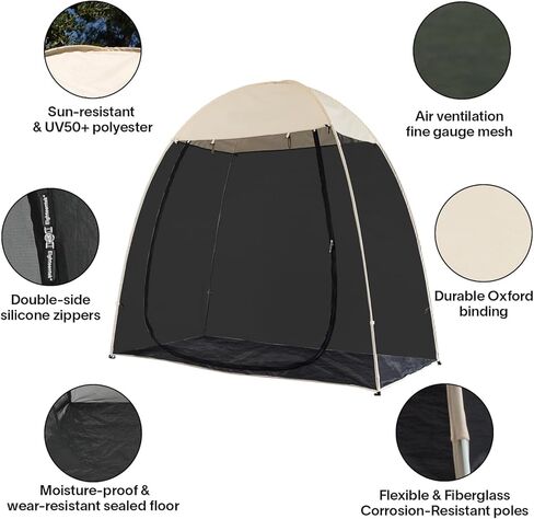 Alvantor Screen House Room Pop Up Gazebo Outdoor Camping Canopy Tent Instant Mosquito Tent Portable Patio Tent Sun Shade Shelter Mesh Walls Not Waterproof 10’x 10’Beige in Kuwait