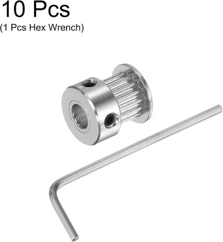 HARFINGTON 10pcs 2GT Timing Pulley 16 Teeth 5mm Bore 13mm Dia. Aluminum Timing Belt Pulley with Hex Wrench for 6mm Width Belt 3D Printer CNC Machine Accessories, Silver Tone in Saudi Arabia