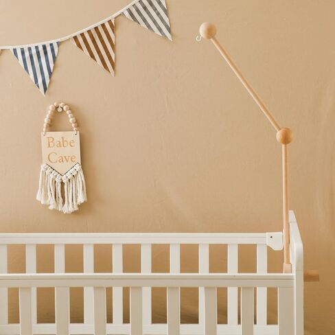 Mobile Arm for Baby Crib Holder Bracket Hanger with Detachable, Adjustable, Wooden Cloud Design | Cute Stand for Cot Bed Bell, Wind Chimes, Music Box Attachment (27.6in, 1PC) in Saudi Arabia