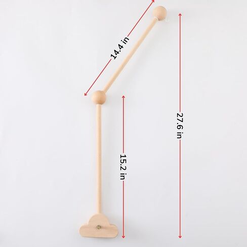 Mobile Arm for Baby Crib Holder Bracket Hanger with Detachable, Adjustable, Wooden Cloud Design | Cute Stand for Cot Bed Bell, Wind Chimes, Music Box Attachment (27.6in, 1PC) in Saudi Arabia