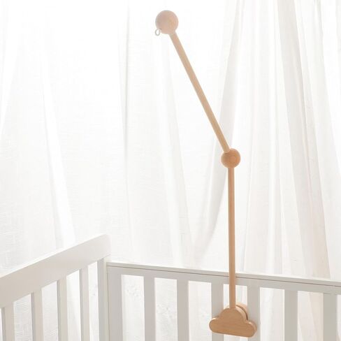 Mobile Arm for Baby Crib Holder Bracket Hanger with Detachable, Adjustable, Wooden Cloud Design | Cute Stand for Cot Bed Bell, Wind Chimes, Music Box Attachment (27.6in, 1PC) in Saudi Arabia