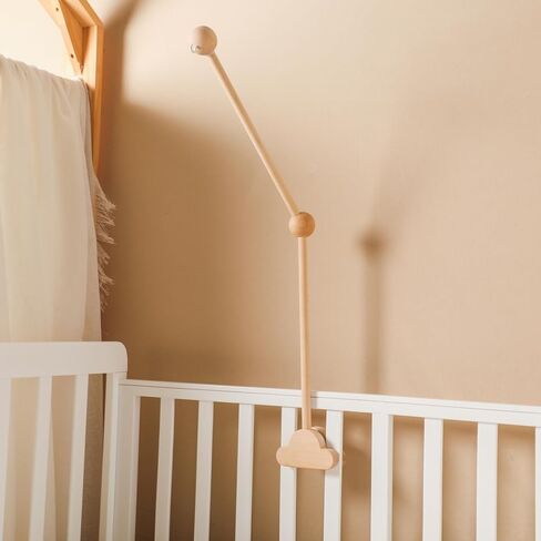 Mobile Arm for Baby Crib Holder Bracket Hanger with Detachable, Adjustable, Wooden Cloud Design | Cute Stand for Cot Bed Bell, Wind Chimes, Music Box Attachment (27.6in, 1PC) in Saudi Arabia