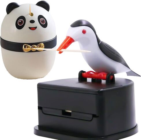صندوق أعواد أسنان لطيف وممتع للمطبخ على شكل باندا على شكل طائر، حامل أعواد أسنان أوتوماتيكي جديد، مجموعة موزع أعواد أسنان على شكل طائر + لطيف للغاية من نوع ضغط الباندا، صندوق أعواد أسنان للتخزين بمادة ABS in Kuwait
