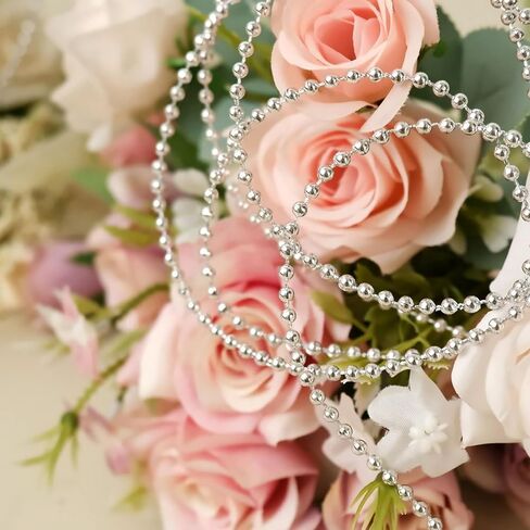 6mm/40ft String of Pearls with Fairy Lights, Pearl Garland String Pearl Strands Trim, Faux Pearl Beads Ribbon Decorations for Flowers Wedding Party Christmas Tree(Ivory) in Kuwait