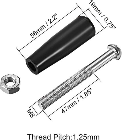 TA-VIGOR 2pcs M10 x 50 mm Revolving Handle, Thread Clamping Screw Knob with Plastic Bakelite Revolving Handle Grip in Saudi Arabia