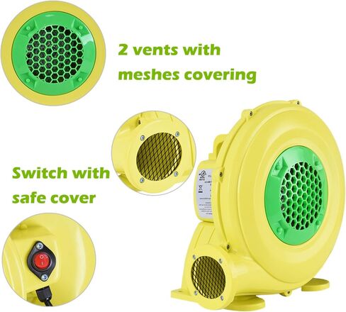 TOYMATE 350W Air Blower, Pump Fan Commercial Inflatable Bouncer Blower, Perfect for Inflatable Water Bounce House, Jumper, Bouncy Castle Yellow in Saudi Arabia